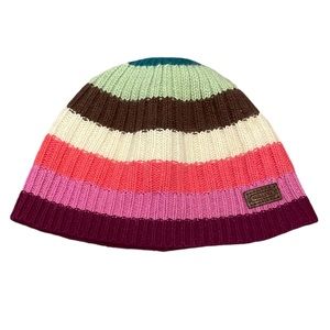 Coach Kids Wool Rayon Rabbit Angora Cashmere Beanie Hat Striped Girls OS